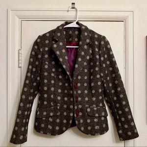 BODEN charcoal polka dot 100% wool blazer
